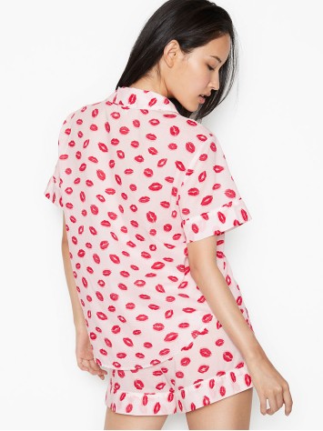 Піжама Victoria's Secret Cotton Short PJ Set print kisses