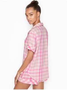 Піжама Victoria's Secret Cotton Short PJ Set White/Pink Spring Plaid