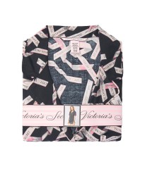 Піжама Victoria's Secret Cotton Short PJ Set print Black/Ballet Ribbon Waves