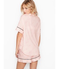 Піжама рожева в смужку Victoria's Secret Cotton Signature Stripes Short PJ Set