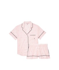Піжама рожева в смужку Victoria's Secret Cotton Signature Stripes Short PJ Set
