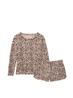 Піжама Вікторія Сікрет The Cozy Knit Crewneck &amp; Short Set Leopard