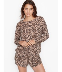 Пижама Виктория Сикрет The Cozy Knit Crewneck & Short Set Leopard