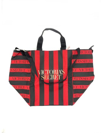 Пляжная сумка Victoria’s Secret Red Stripes VS logo