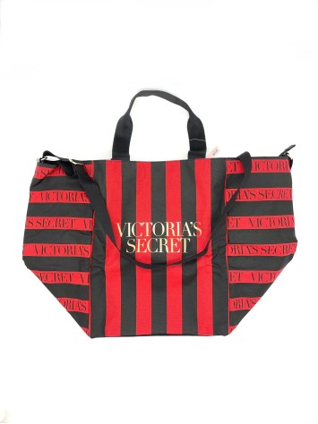 Пляжна сумка Victoria's Secret Red Stripes VS logo