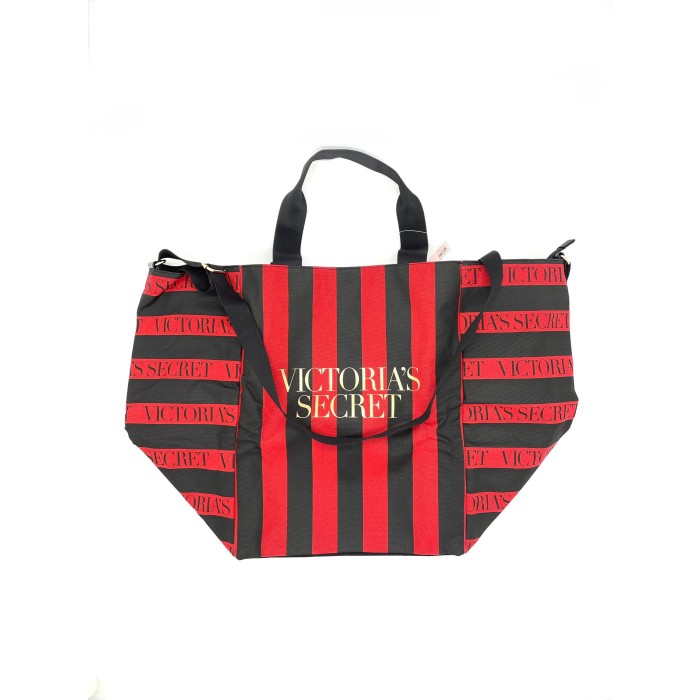 Пляжна сумка Victoria's Secret Red Stripes VS logo
