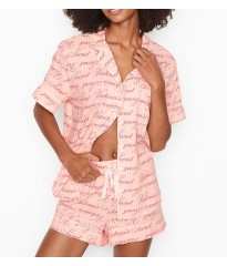 Пижама Victoria’s Secret Cotton Short PJ Set Pink logo VS