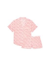 Пижама Victoria’s Secret Cotton Short PJ Set Pink logo VS