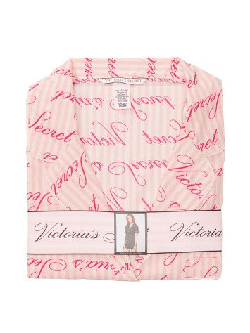 Піжама Victoria's Secret Cotton Short PJ Set Pink logo VS