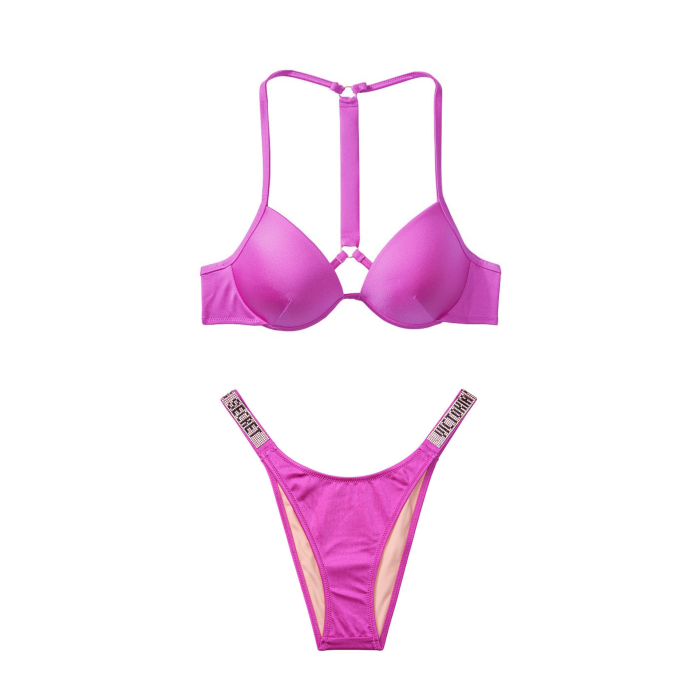 Купальник Вікторія Сікрет з пушап Shine Strap & Brazilian panty Fuchsia