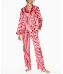 Сатиновая пижама VS Satin Long Pj Set Signature Red Stripe 