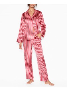 Сатинова піжама VS Satin Long Pj Set Signature Red Stripe