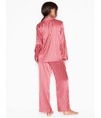 Сатиновая пижама VS Satin Long Pj Set Signature Red Stripe 