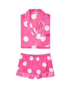 Сатинова піжама Victoria's Secret The Satin Short PJ Set білий горох