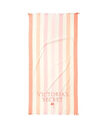 Рушник для пляжу Victoria's Secret принт в смужку, з лого VS