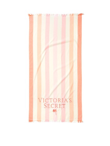 Рушник для пляжу Victoria's Secret принт в смужку, з лого VS