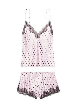 Піжама Victoria's Secret Satin Cami PJ Set Pink & Black dot