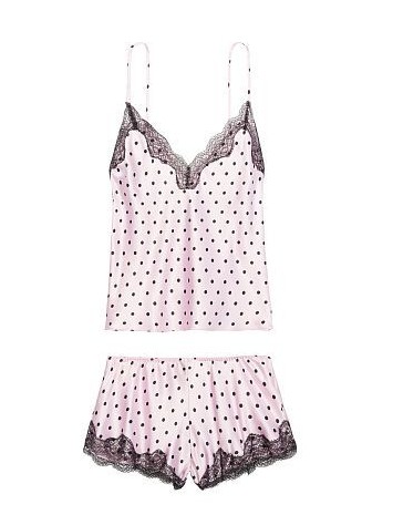 Піжама Victoria's Secret Satin Cami PJ Set Pink &amp; Black dot