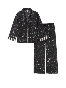 Сатиновая пижама VS Satin Long Pj Set print Black stars