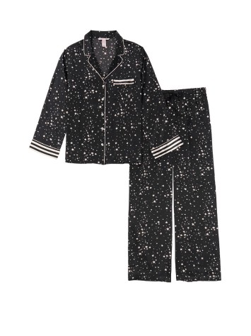 Сатинова піжама VS Satin Long Pj Set print Black stars