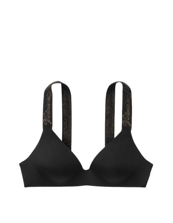 Бюстгальтер Victoria's Secret T-shirt Lightly Lined Black Lurex straps Logo Bra