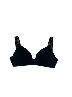Бюстгальтер Victoria's Secret T-shirt Lightly Lined Black Lurex straps Logo Bra