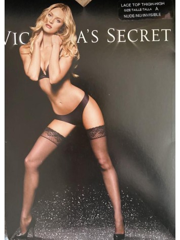 Панчохи Victoria's Secret Lace Top Thight-high Black