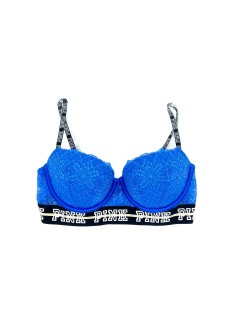 Бюстгальтер Victoria's Secret Pink push-up full coverage blue Lace Bra
