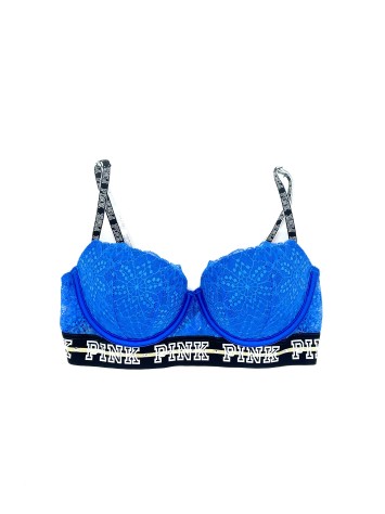 Бюстгальтер Victoria's Secret Pink push-up full coverage blue Lace Bra