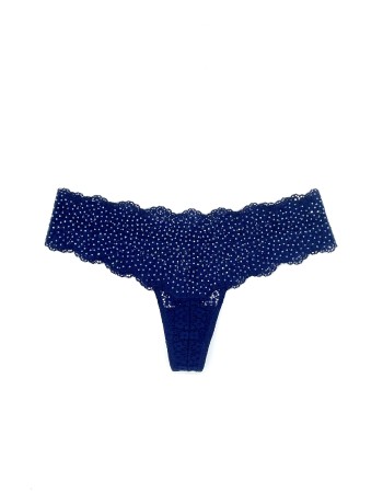 Трусики стрінги Victoria's Secret Very Sexy Rhinestone Deep Blue Lace Thong panty