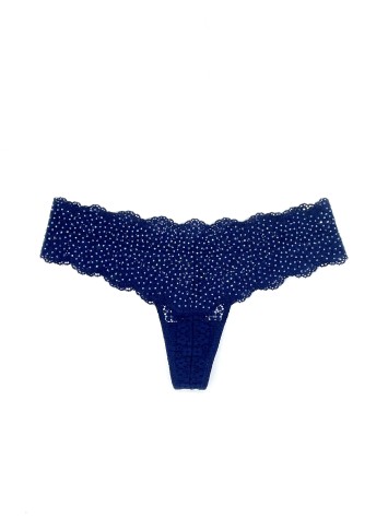 Трусики стрінги Victoria's Secret Very Sexy Rhinestone Deep Blue Lace Thong panty