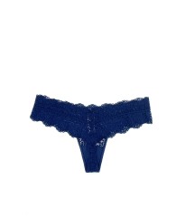 Трусики стрінги Victoria's Secret Very Sexy Rhinestone Deep Blue Lace Thong panty
