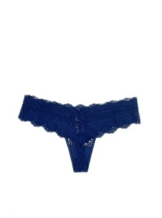 Трусики стрінги Victoria's Secret Very Sexy Rhinestone Deep Blue Lace Thong panty