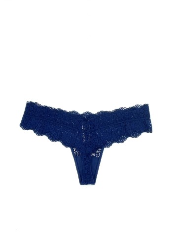 Трусики стрінги Victoria's Secret Very Sexy Rhinestone Deep Blue Lace Thong panty