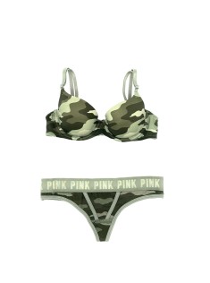 Комплект білизни VS PINK Camo Lightly lined &amp; Cotton Thong panty
