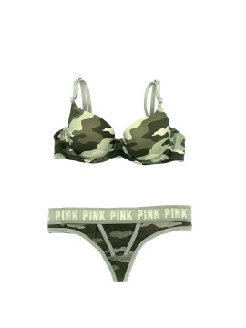 Комплект білизни VS PINK Camo Lightly lined & Cotton Thong panty