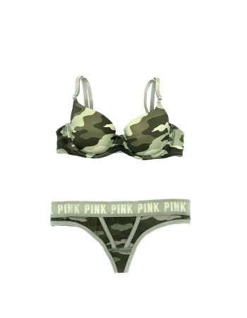 Комплект білизни VS PINK Camo Lightly lined &amp; Cotton Thong panty