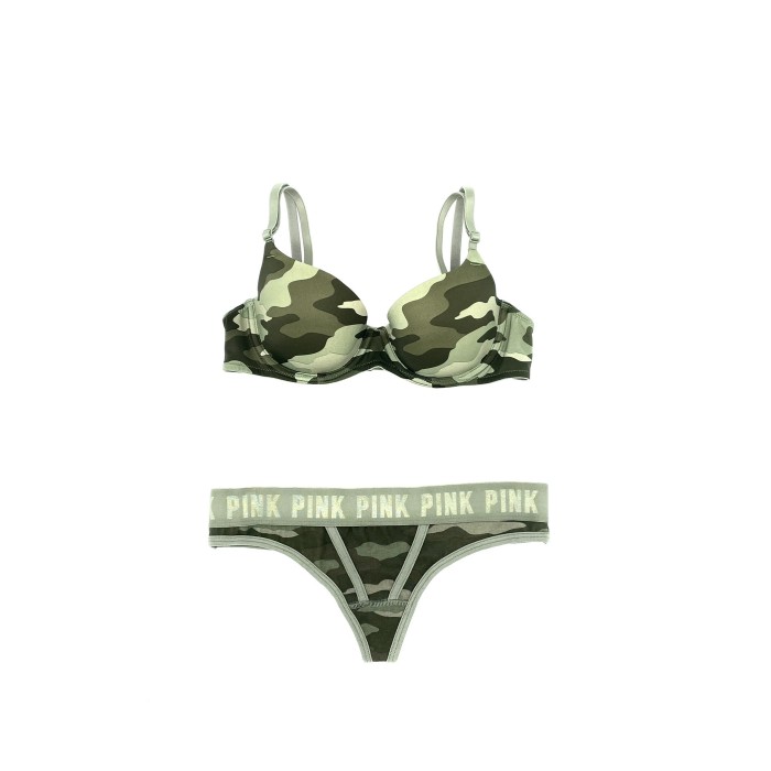 Комплект білизни VS PINK Camo Lightly lined &amp; Cotton Thong panty