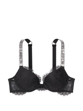 Бюстгальтер Victoria’s Secret Black Lace Embellished Strap Push-up Bra