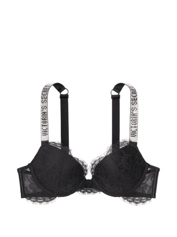 Бюстгальтер Victoria's Secret Black Lace Embellished Strap Push-up Bra