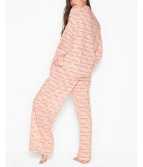 Пижама Victoria’s Secret Cotton Long PJ Set Pink logo VS