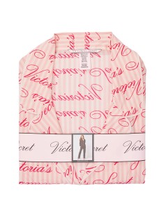 Піжама Victoria's Secret Cotton Long PJ Set Pink logo VS