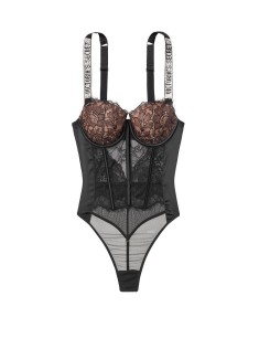 Боди Виктория Сикрет Very Sexy Black Lace Logo Shine Strap Teddy