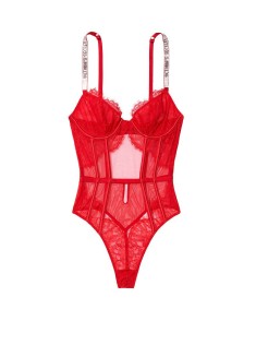 Боди Виктория Сикрет Very Sexy Logo Shine Strap Teddy Lipstick