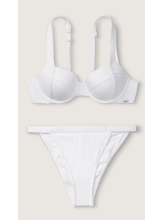 Купальник PINK Victoria's Secret push-up Swim Ribbed White Top