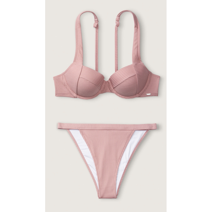 Купальник PINK Victoria’s Secret push-up Swim Ribbed Top Damsel pink