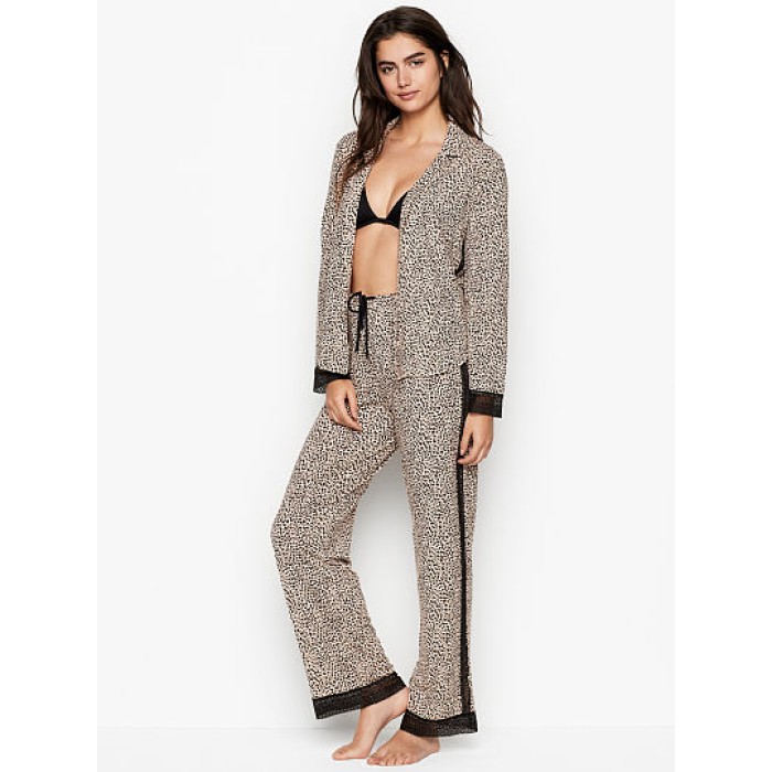 Піжама Victoria's Secret Modal Lace Long PJ Set Leo print