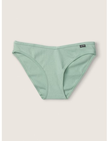 Бавовняні трусики VS PINK Ribbed Cotton Bikini Panty green