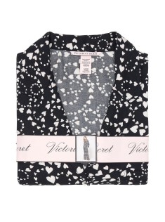 Піжама Victoria's Secret Flannel Long PJ Set Black Hearts