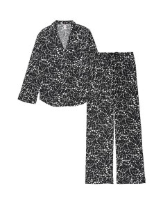 Піжама Victoria's Secret Flannel Long PJ Set Black Hearts